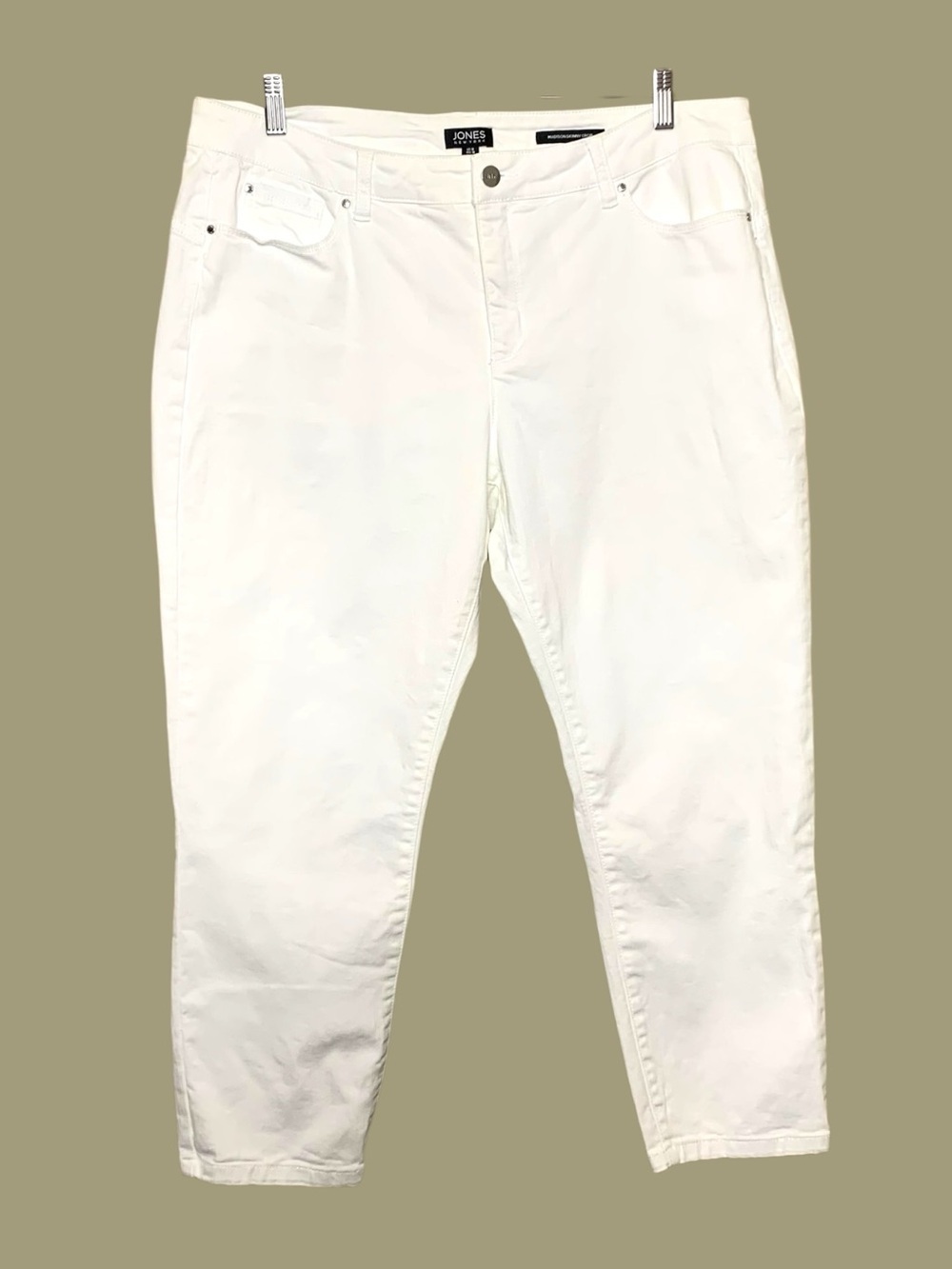 Jones New York White Cropped Jeans Sz 18 Stretch Coastal Minimalist Denim